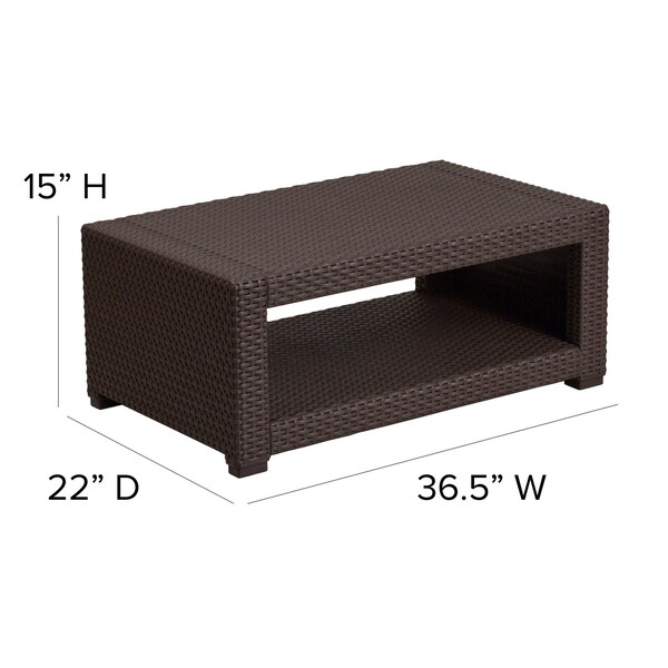 Flash Furniture Seneca Chocolate Brown Faux Rattan Coffee Table - DAD-SF1-R-GG