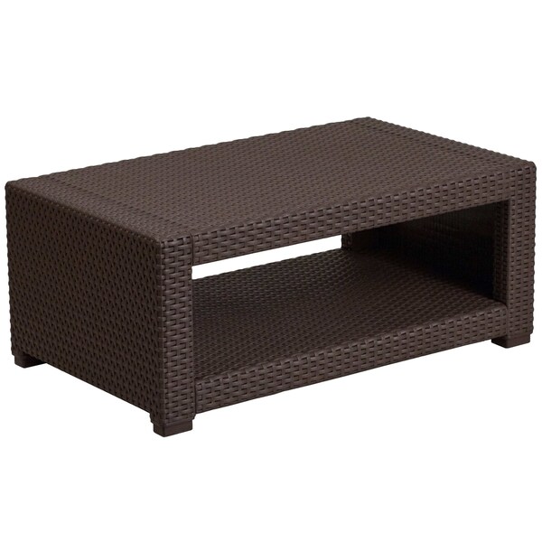 Flash Furniture Seneca Chocolate Brown Faux Rattan Coffee Table - DAD-SF1-R-GG