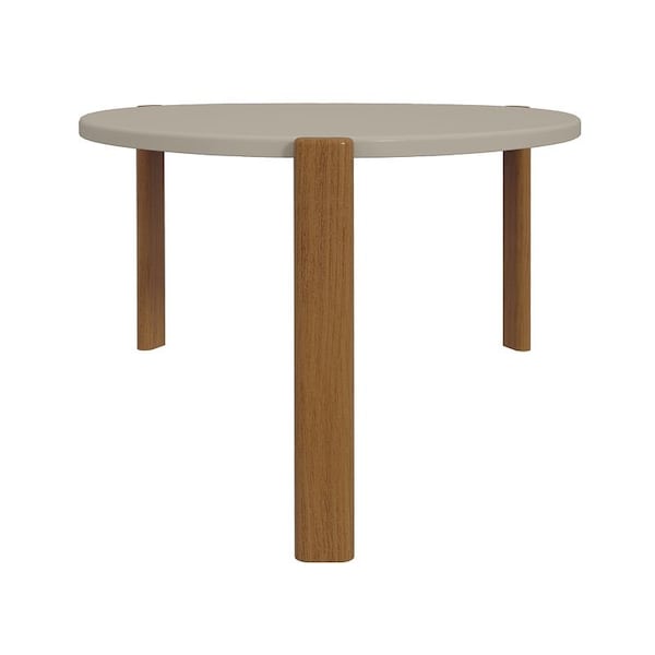 Manhattan Comfort Mid-Century Modern Gales Coffee Table with Solid Wood Legs in Greige - CT-82735-OW