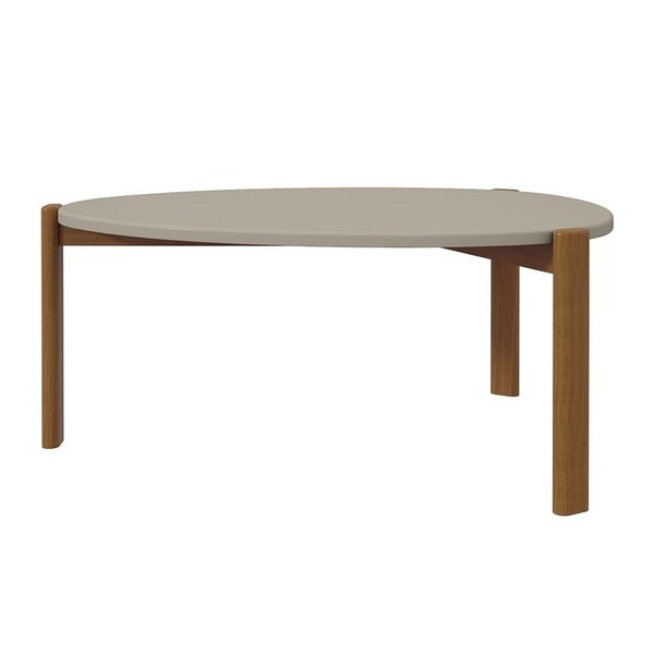 Manhattan Comfort Mid-Century Modern Gales Coffee Table with Solid Wood Legs in Greige - CT-82735-OW