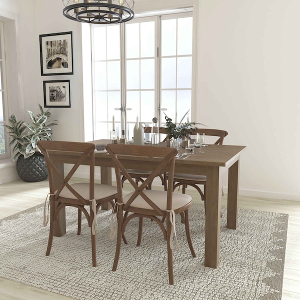 Flash Furniture Farm Table, 4 Chair Cushions Set, 60"x38" - XA-FARM-18-GG