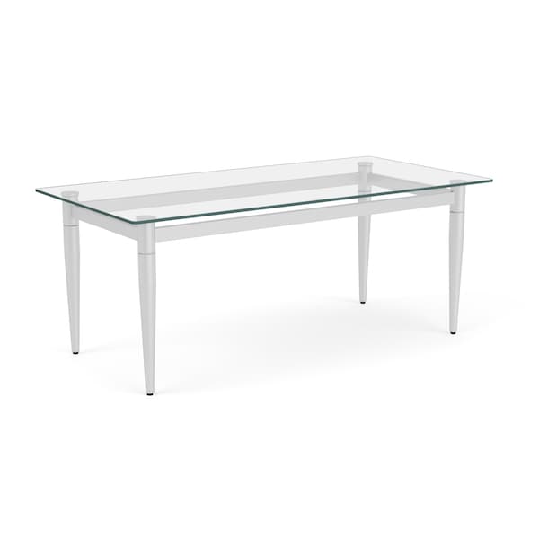 Lesro Siena Lounge Reception Coffee Table 40x20in Glass Top, Brushed Steel - SN0840