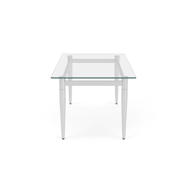 Lesro Siena Lounge Reception Coffee Table 40x20in Glass Top, Brushed Steel - SN0840