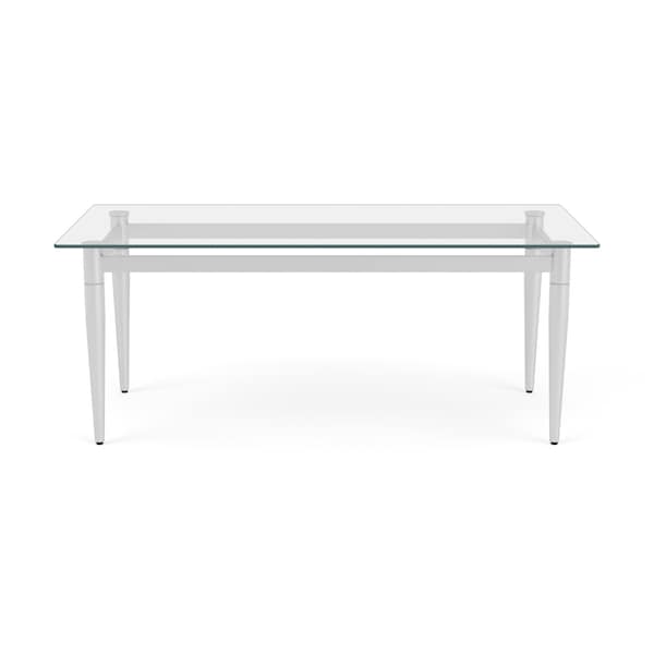 Lesro Siena Lounge Reception Coffee Table 40x20in Glass Top, Brushed Steel - SN0840