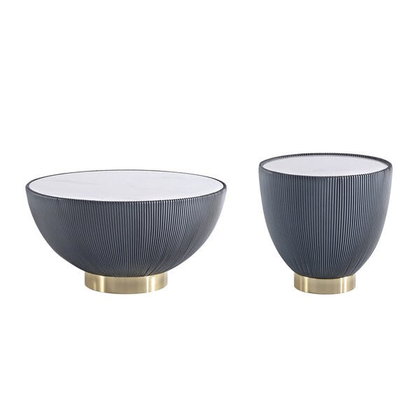 Manhattan Comfort Anderson Coffee Table and End Table 2.0 in Grey - Set of 2 - 2-AT01-GY
