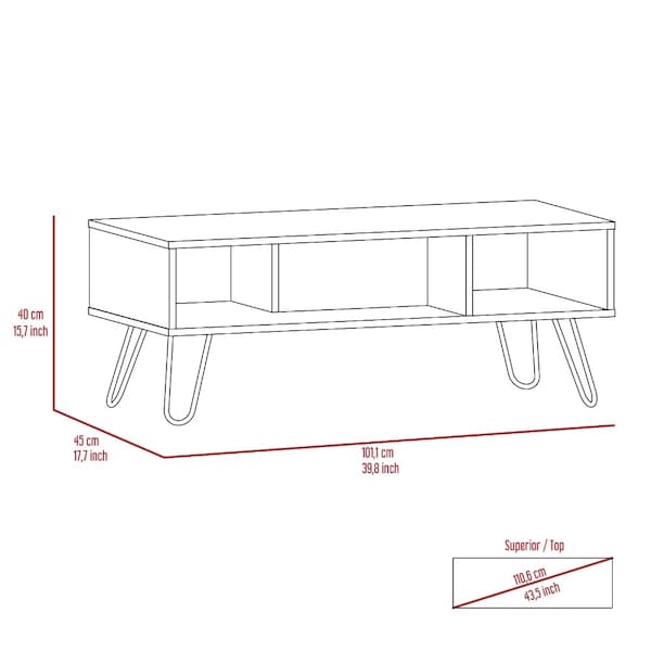 Tuhome Vassel Coffee Table, Hairpin Legs, Two Shelves, Espresso - MLC4755