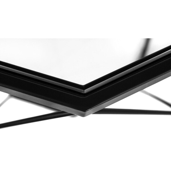 Leisuremod Malibu Modern Octagon Glass Top Coffee Table with Chrome Base, Black - MD23BL