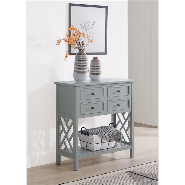 Alaterre Furniture 32 X 14 X 32, Pine with Composite Wood Top, Gray - ANCT1040