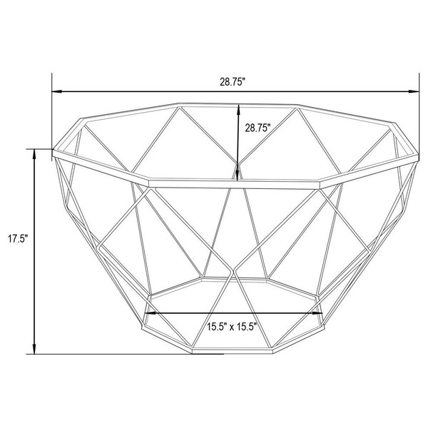 Leisuremod Malibu Large Modern Octagon Glass Top Coffee Table with Geometric Base, Red - MD31R