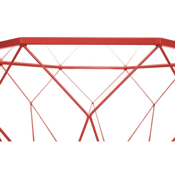 Leisuremod Malibu Large Modern Octagon Glass Top Coffee Table with Geometric Base, Red - MD31R