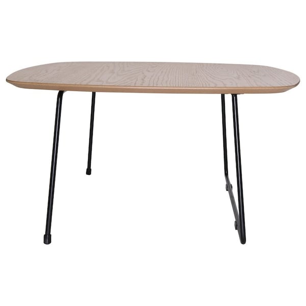 Leisuremod Pemborke Square Coffee Table with Wood Top and Powder Coated Iron Frame Accent Table, Natural Wood - PTSBL-31NW