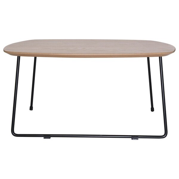 Leisuremod Pemborke Square Coffee Table with Wood Top and Powder Coated Iron Frame Accent Table, Natural Wood - PTSBL-31NW