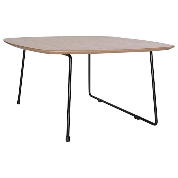 Leisuremod Pemborke Square Coffee Table with Wood Top and Powder Coated Iron Frame Accent Table, Natural Wood - PTSBL-31NW