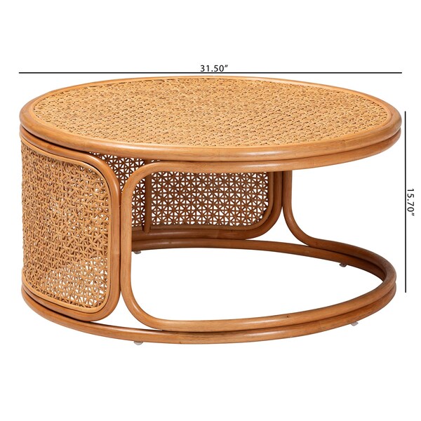 Bali & Pari Eldon Bohemian Honey Rattan Coffee Table - 245-13586-ZORO