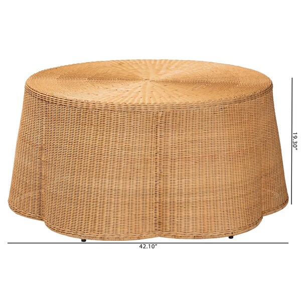 Bali & Pari Palm Bohemian Honey Scallop Rattan Coffee Table - 244-13635-ZORO