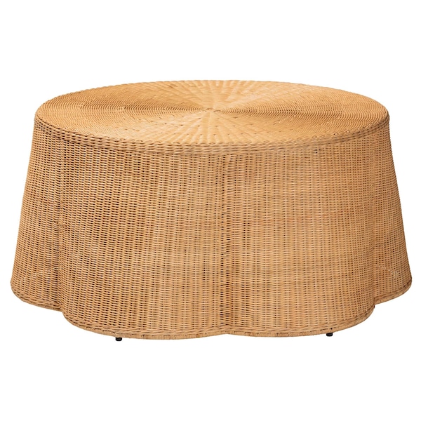 Bali & Pari Palm Bohemian Honey Scallop Rattan Coffee Table - 244-13635-ZORO