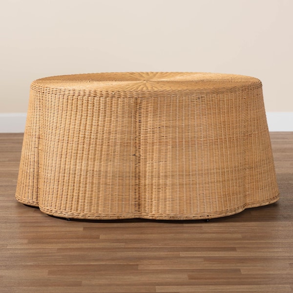 Bali & Pari Palm Bohemian Honey Scallop Rattan Coffee Table - 244-13635-ZORO