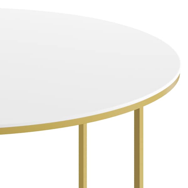 Flash Furniture Hampstead Collection Coffee Table - Modern White Finish Accent Table with Crisscross Brushed Gold Frame - NAN-JH-1787CT-GG