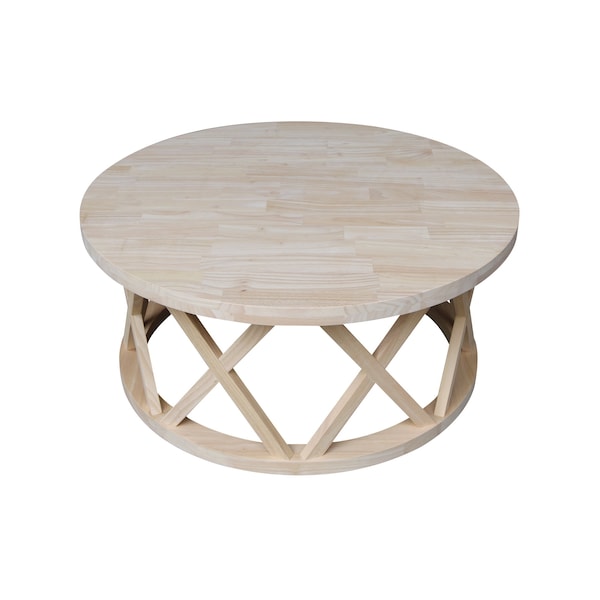 International Concepts Round Ceylon Coffee Table, 40 in W X 40 in L X 18 in H, Wood, Unfinished - OT-46CR