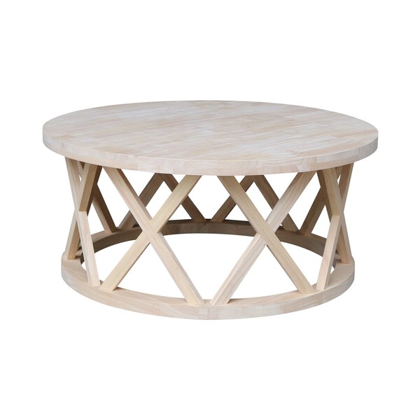 International Concepts Round Ceylon Coffee Table, 40 in W X 40 in L X 18 in H, Wood, Unfinished - OT-46CR
