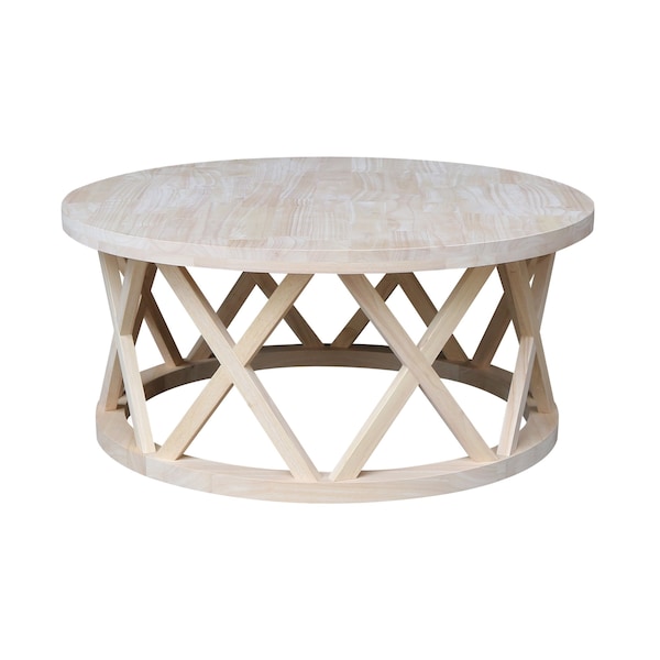 International Concepts Round Ceylon Coffee Table, 40 in W X 40 in L X 18 in H, Wood, Unfinished - OT-46CR