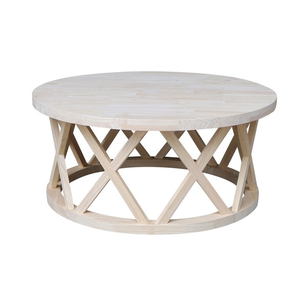 International Concepts Round Ceylon Coffee Table, 40 in W X 40 in L X 18 in H, Wood, Unfinished - OT-46CR