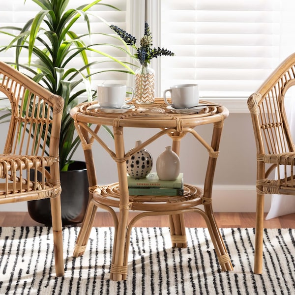 Baxton Studio Cariel Modern Bohemian Natural Brown Rattan Coffee Table - 210-12720