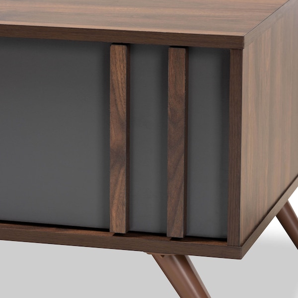 Baxton Studio Naoki Grey and Walnut Finished Wood 1-Drawer Coffee Table - 168-10754