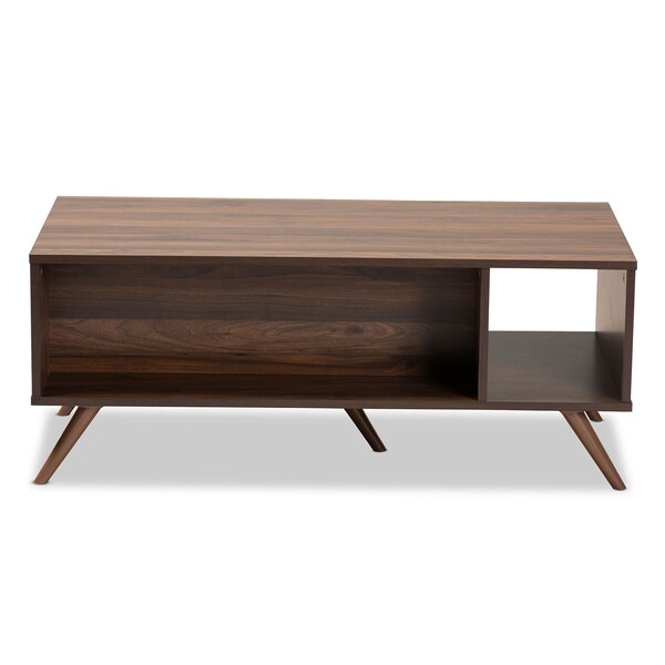Baxton Studio Naoki Grey and Walnut Finished Wood 1-Drawer Coffee Table - 168-10754