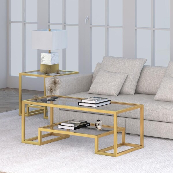 Henn & Hart Henn & Hart CT0066 Athena 45 in. Brass Finish Coffee Table - CT0066