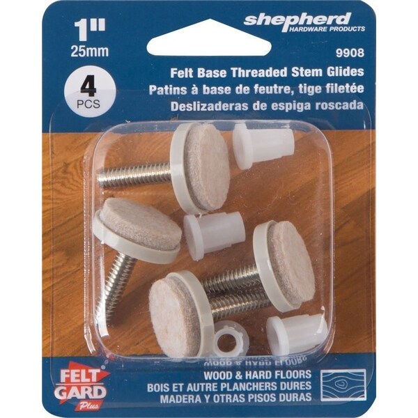 Shepherd Hardware FeltGard Series Furniture Pad, 75 lb, Felt/Metal, Almond, 4PK - 9908