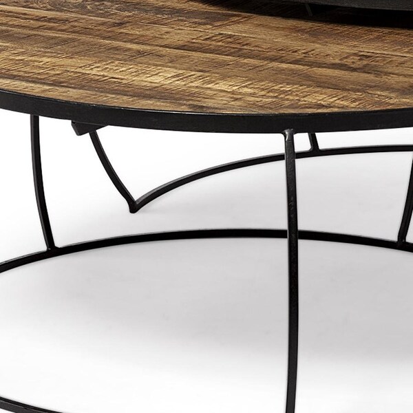 Homeroots 41 in. & 38 in. Round Wood Top Nesting Coffee Tables, Set of 2 - 376284
