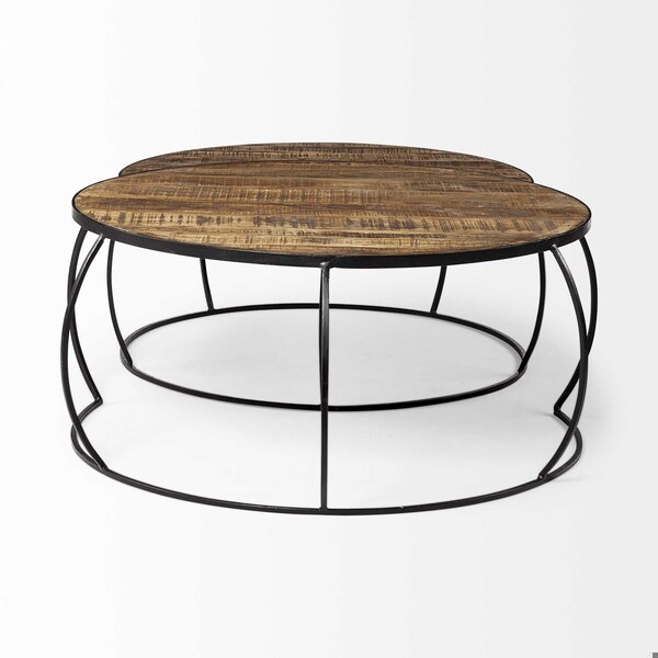 Homeroots 41 in. & 38 in. Round Wood Top Nesting Coffee Tables, Set of 2 - 376284