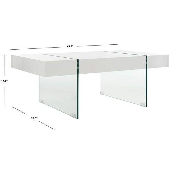 Safavieh Jacob Rectangular Glass Leg Modern Coffee Table, White - COF7001A