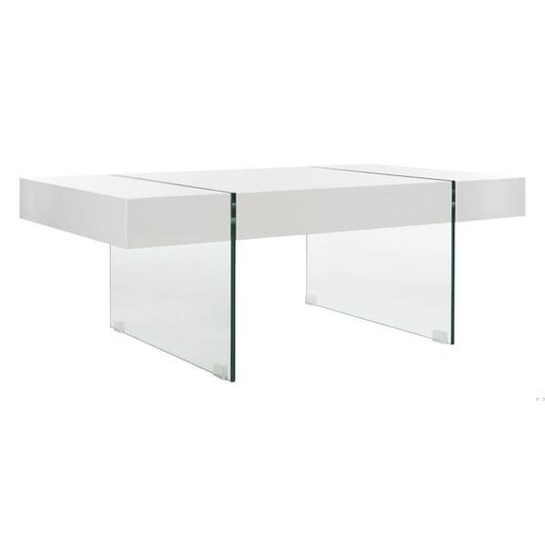 Safavieh Jacob Rectangular Glass Leg Modern Coffee Table, White - COF7001A