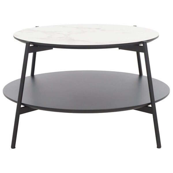 Safavieh 23.6 x 23.6 x 15.8 in. Alexy Round Coffee Table White Marble & Black - COF4210A