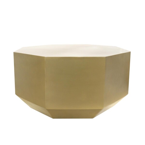 Pasargad Home Byzantine Collection Octagon Shape Brass Finish Iron Coffee Table - PRR-021BRS