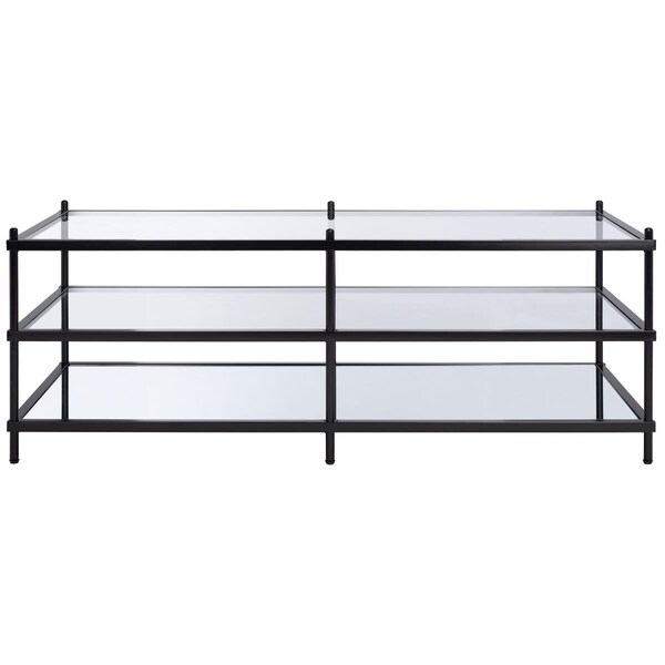 Safavieh Cathal Glass & Mirror Coffee Table Black & Glass - COF6204A