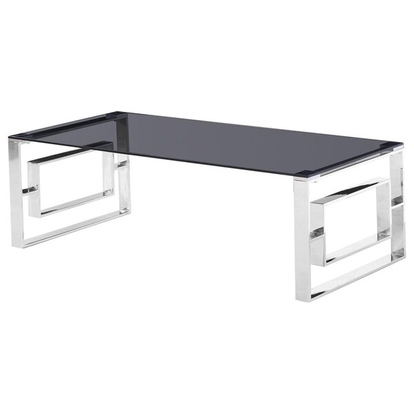 Kd Gabinetes Smoked Glass Living Room Silver Coffee Table - KD2208198