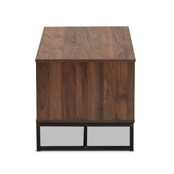 Baxton Studio Flannery Modern and Contemporary Walnut Brown Finished Wood and Black Finished Metal Coffee Table - 180-11209-ZORO