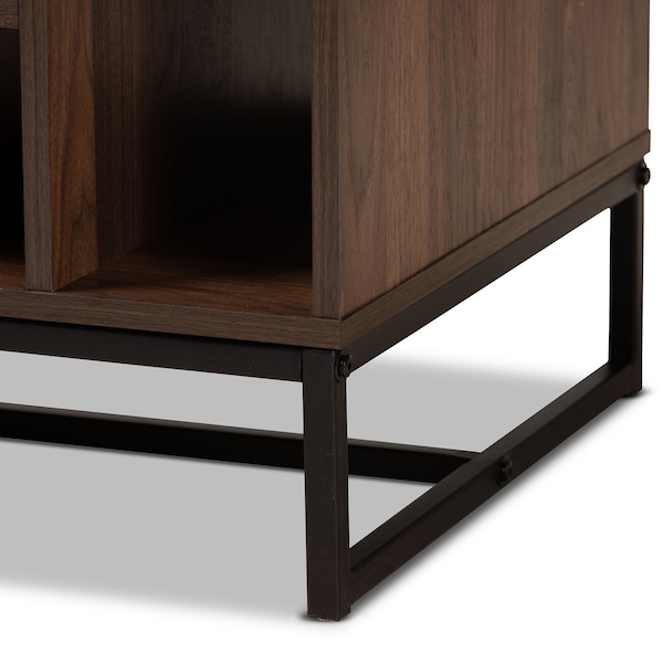Baxton Studio Flannery Modern and Contemporary Walnut Brown Finished Wood and Black Finished Metal Coffee Table - 180-11209-ZORO