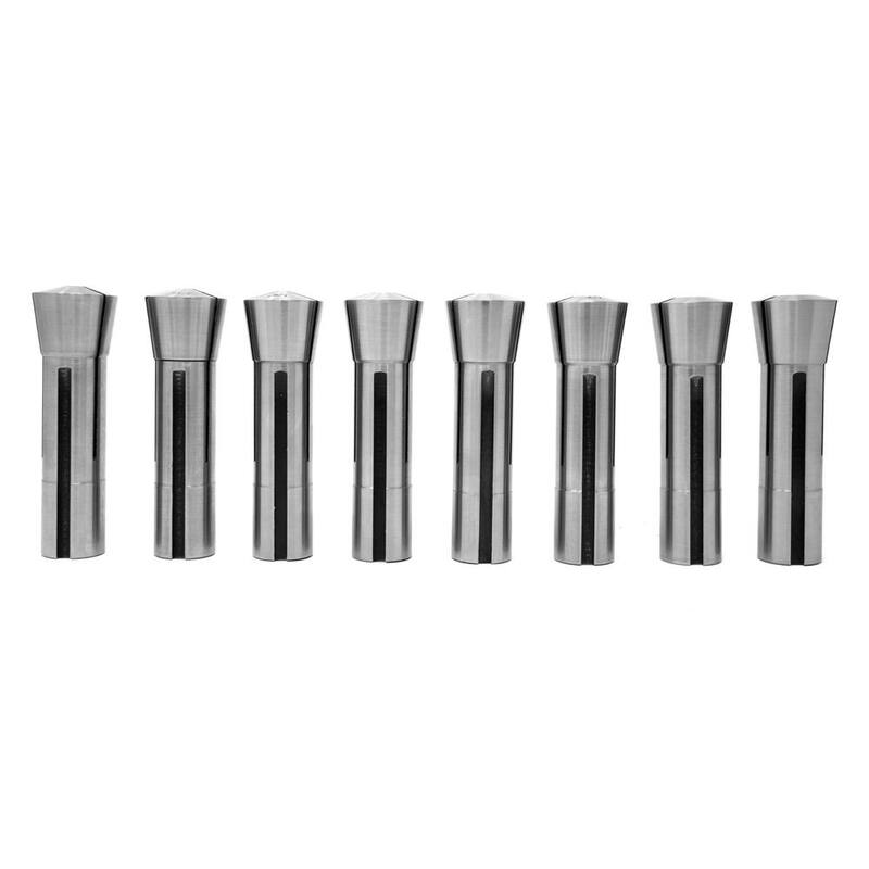 Set de pinzas de acero imperial para máquinas fresadoras de metal R8 (8 piezas) - 33182A