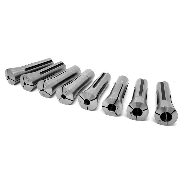 Set de pinzas de acero imperial para máquinas fresadoras de metal R8 (8 piezas) - 33182A