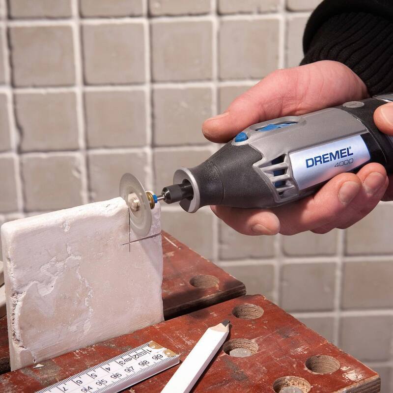 Mandril para herramienta rotativa Dremel EZ Lock con rueda de corte de azulejo de diamante de 1-1/2 pulgadas para azulejos y materiales cerámicos - EZ402 + EZ545