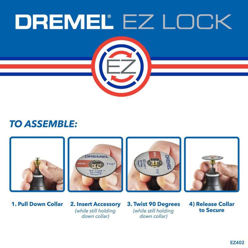 Mandril para herramienta rotativa Dremel EZ Lock con rueda de corte de azulejo de diamante de 1-1/2 pulgadas para azulejos y materiales cerámicos - EZ402 + EZ545