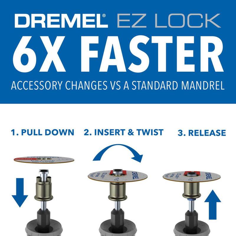 Mandril para herramienta rotativa Dremel EZ Lock con rueda de corte de azulejo de diamante de 1-1/2 pulgadas para azulejos y materiales cerámicos - EZ402 + EZ545