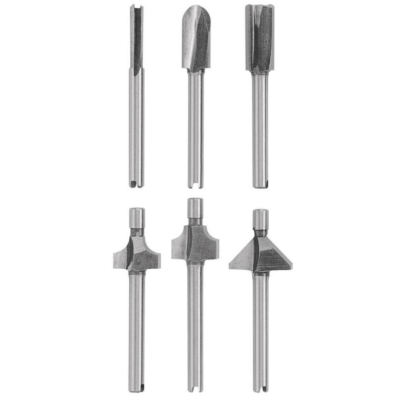 Broca de router de inmersión Dremel con juego de brocas de router de acero para materiales blandos y madera (6 piezas) - 335-01+692