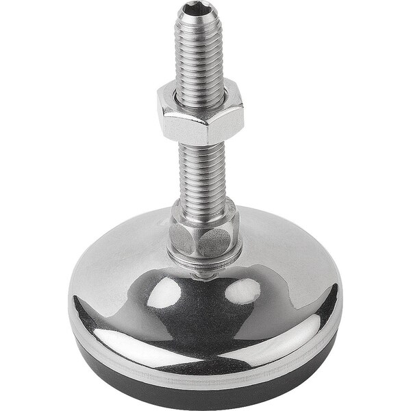 Kipp Levelling Foot With Hexagon Socket, Form:C M16X125, D=80, Stainless Steel, Comp:Rubber - K0739.3208016X125