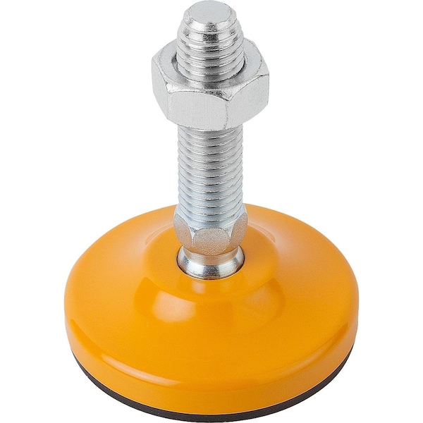 Kipp Swivel Foot D1=M16X100, Form:B Anti-Slip Plate, Steel, Comp:Rubber, D=80 - K0742.108016X100