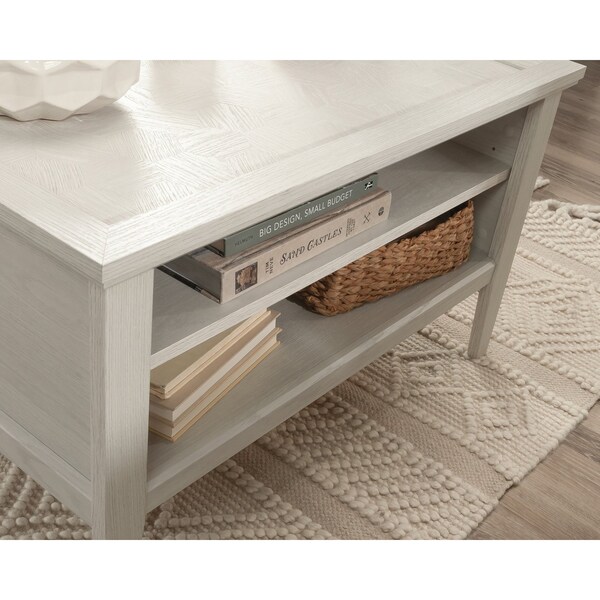 Sauder Larkin Ledge Storage Coffee Table Go , Large storage drawer features metal runners and safety stops - 433723